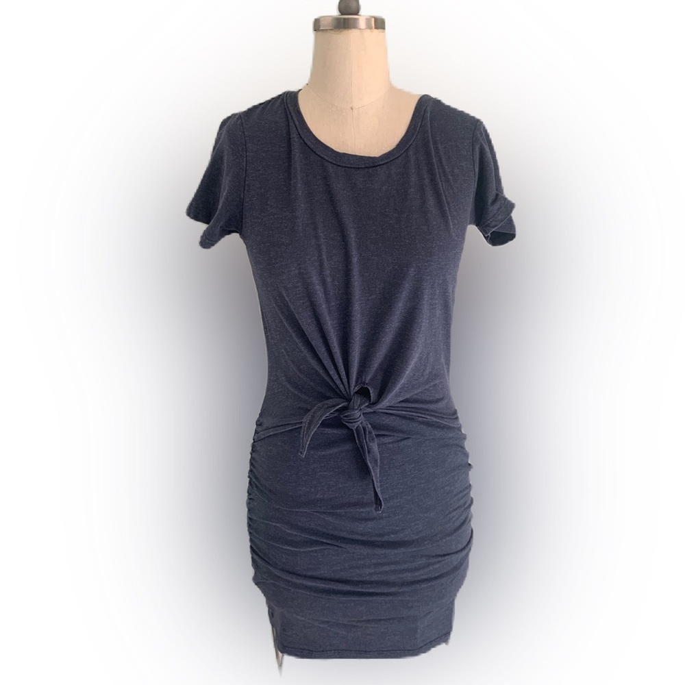 Sundry Shirred navy blue t-shirt dress with tie top. Size 1 (small)